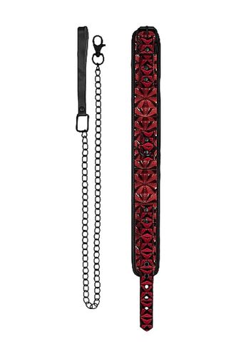 Luxury Collar With Leash - Burgundy na Arena.pl