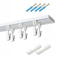 Karnisz Szyna Sufitowa Aluminiowa Podwójna Biała Żabki Agrafki 200 cm