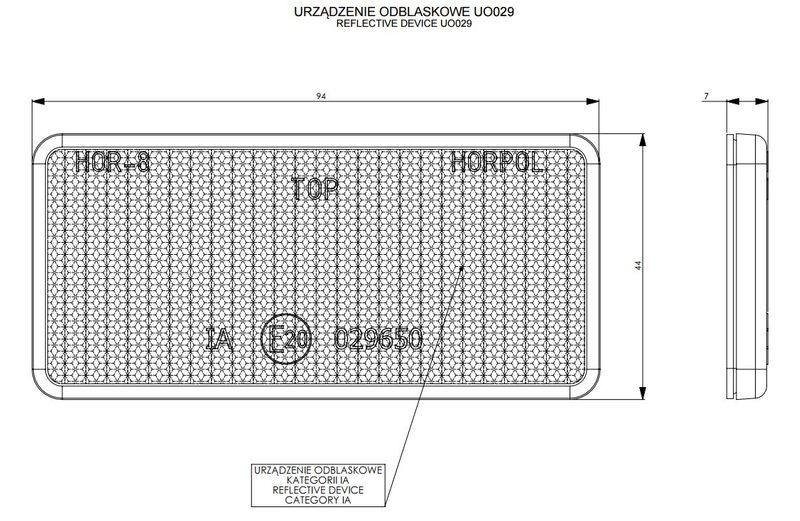 Odblask samoprzylepny biały 44x94 (UO029) zdjęcie 2
