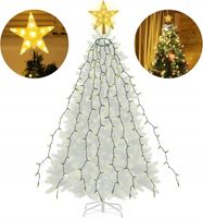 Lampki choinkowe z pierścieniem i gwiazdą 2m 8 pasm 280 LED Ciepła biel