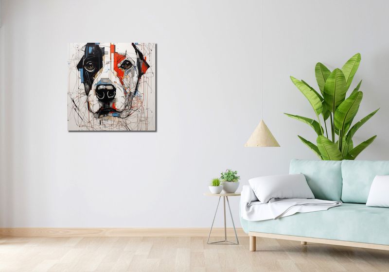 Obraz 70x70cm Przyrysowany Psiak zdjęcie 2