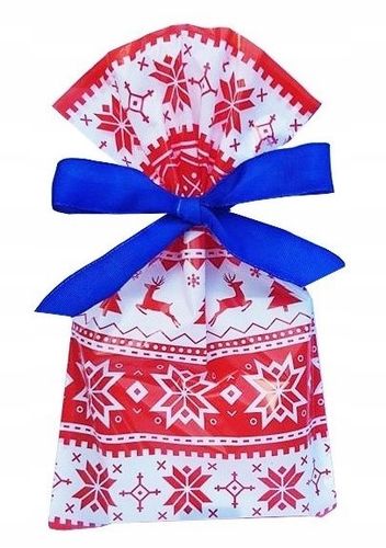 Woreczki foliowe torebki celofan ŚWIĄTECZNE MIKOŁAJKI 15x25 cm 50 szt. na Arena.pl