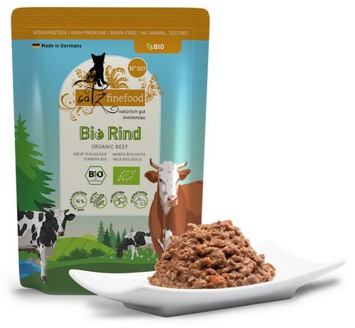 Monoproteinowa karma dla kota bez GMO Catz Finefood Bio N.507 WOŁOWINA 85g na Arena.pl