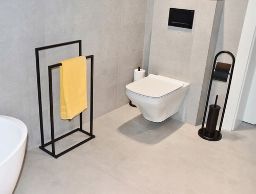 Stojak na papier toaletowy i szczotkę do WC czarny łazienkowy loft uchwyt na Arena.pl