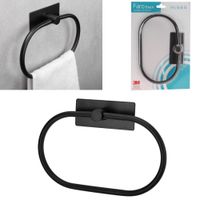 Wieszak łazienkowy na ręczniki ścienny owalny samoprzylepny metalowy czarny