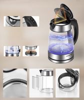 Czajnik elektryczny bezprzewodowy 1.7 l 2200 W szklany STALOWY LED