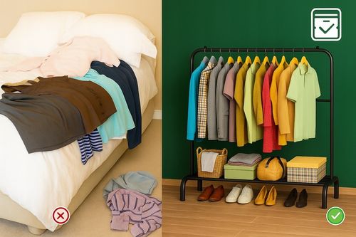 WIESZAK NA UBRANIA BUTY STOJĄCY PODŁOGOWY STOJAK CZARNY PODWÓJNY na Arena.pl