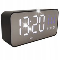 BUDZIK ZEGAR ELEKTRONICZNY LED GŁOŚNY STOJĄCY TEMPERATURA DATA + KABEL USB