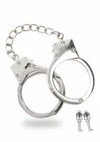 bdsm heavy silver plated - regulowane kajdanki z kluczykami i pokrowcem