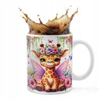 KUBEK CERAMICZNY 330ML DRUK - ZWIERZĘTA ŻYRAFA AFRYKA SAFARI