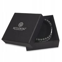 BETLEWSKI skórzana bransoletka męska kamień naturalny stal nierdzewna