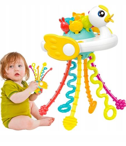 BOX ZESTAW ZABAWEK SENSORYCZNYCH 3W1 KACZKA PIŁKA SPINNER DLA NIEMOWLĄT na Arena.pl