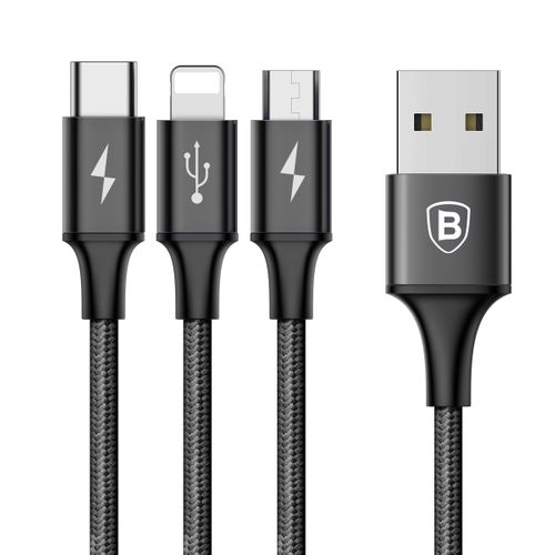 KABEL BASEUS 3W1 MICROUSB, USB-C APPLE IPHONE 1,2M na Arena.pl