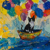 Plakat 50x50cm Kot na Łodzi
