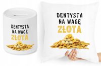 Dla Dentysty Zestaw Poduszka + Skarbonka Prezent Z Nadrukiem Ze Zdjęciem