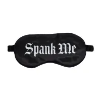 spank me satynowa maska na oczy czarna - komfortowy model z nadrukiem