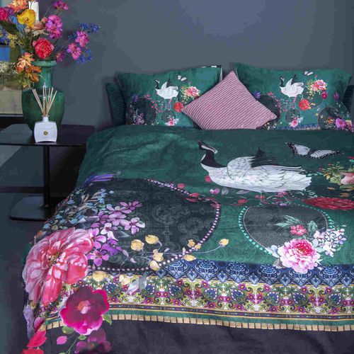 Kpl 240x200/220cm ŻURAW W RAJU bawełna satynowa  k. zielony na Arena.pl