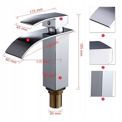 BATERIA UMYWALKOWA STOJĄCA WODOSPAD CUBIC ŁAZIENKOWA KRAN DO UMYWALKI na Arena.pl