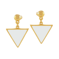 Trójkątne, malowane na biało kolczyki by Klaudia Nieścior (P25/KN/05/1AU)