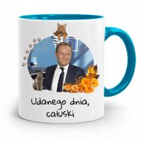 Kubek Błękitny Donald Tusk Po Platforma Prezent Z Nadrukiem Ze Zdjęciem