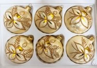 Bombki szklane 8cm 6 sztuk Ręcznie zdobione. Produkt polski (złoty)