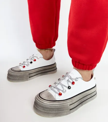 Białe sneakersy na platformie GOE NN2N4054 41 na Arena.pl