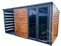 SCHOWEK DOMEK OGRODOWY 3m x 2m + wiata 1,5m spad w tył jasny orzech ID268