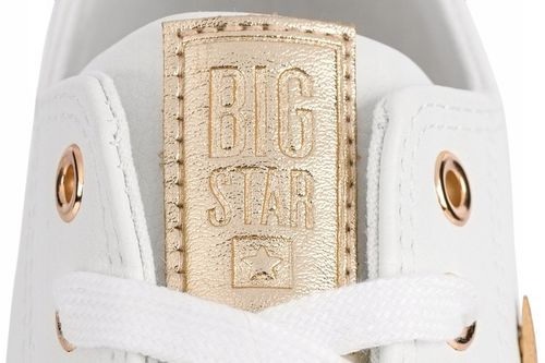 BIG STAR DAMSKIE BIAŁE TRAMPKI ZE ZŁOTYM TEKSTYLNE KLASYCZNE EKOSKÓRA r. 39 na Arena.pl