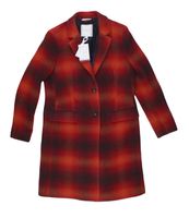 Płaszcz Tommy Hilfiger damski 31% wełna WW0WW31740 czerwona kratka roz. -38