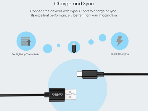 Kabel Choetech usb - usb-c typ C 2.0 czarny na Arena.pl