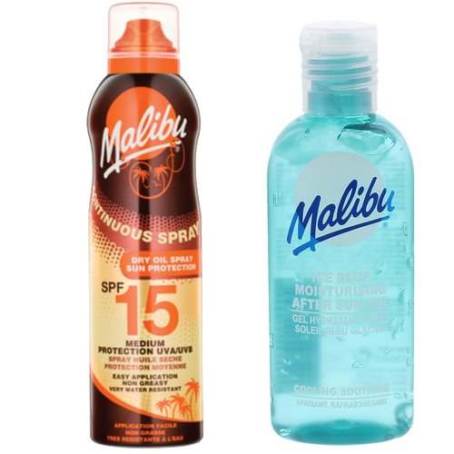 Malibu Suchy Olejek W Aerozolu SPF15 175ml + Żel Po Opalaniu 100ml na Arena.pl