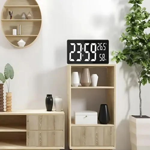 Zegar budzik elektroniczny led stojący wiszący temperatura wilgoć na Arena.pl