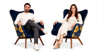 Fotele uszaki skandynawskie niebieska mostera Luna Print Duo Family Meble