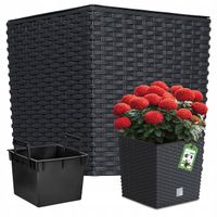 DONICZKA DONICA OGRODOWA RATTAN ANTRACYT KWIETNIK STOJĄCY 26,5x26,5cm WKŁAD