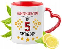 Kubek Czerwony Z Uszkiem W Kształcie Serca Dla Administratora Na Prezent
