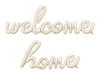 Balon foliowy napis Welcome Home Witaj w Domu beżowy cappuccino, 335x71 cm