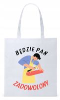 Dla Budowlańca Prezent Torba Eco Biała Shopper Z Nadrukiem Ze Zdjęciem