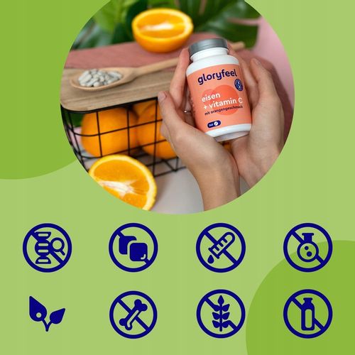 ŻELAZO + WITAMINA C KWAS ASKORBINOWY na odporność 240 tabletek gloryfeel na Arena.pl