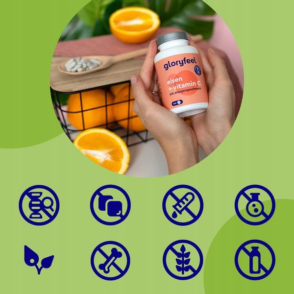 ŻELAZO + WITAMINA C KWAS ASKORBINOWY na odporność 240 tabletek gloryfeel zdjęcie 2