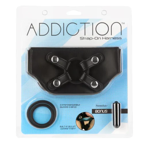addiction strap-on harness black uniwersalny, regulowany, z powerbullet na Arena.pl