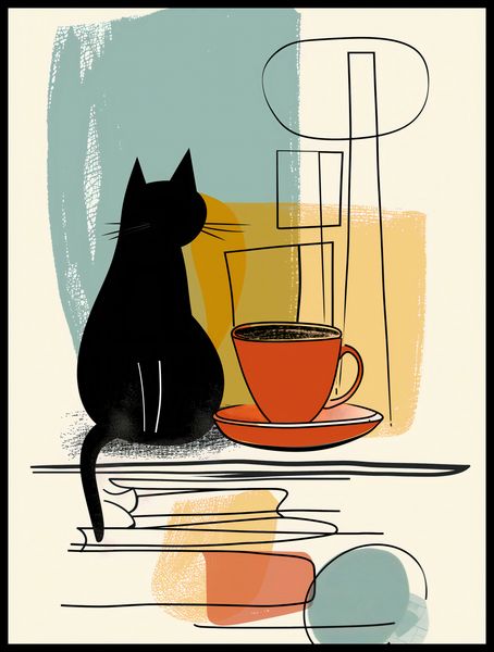 Plakat 60x80cm Kot i Kawa zdjęcie 2