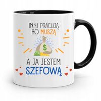 Kubek Czarny Dla Szefowej To Ja Jestem Szefową Z Nadrukiem Ze Zdjęciem