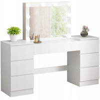 Toaletka z lustrem z szufladami biała do makijażu nowoczesna 155 cm