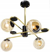 LAMPA WISZĄCA ZWIS ELEM AGRAFKA 6302/4 BL TR E27 CZARNA/ZŁOTA