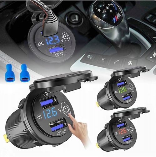 ŁADOWARKA SAMOCHODOWA 2xUSB QC3.0 WOLTOMIERZ DOTYK na Arena.pl