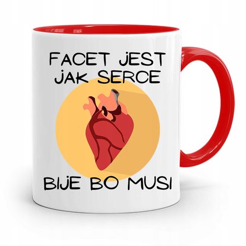 Kubek Czerwony Śmieszny Zabawny Facet Jak Serce Z Nadrukiem Ze Zdjęciem na Arena.pl