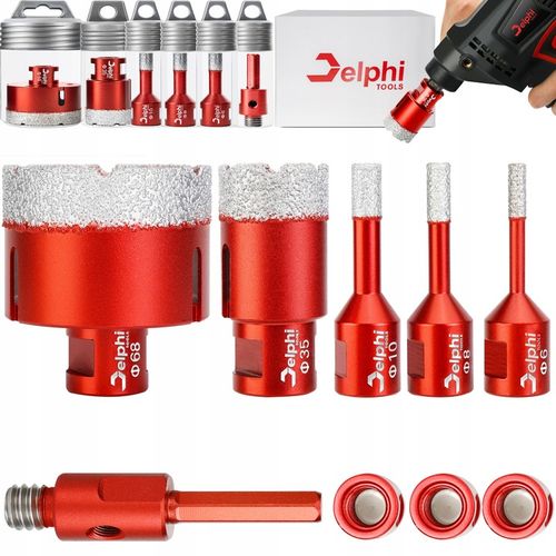 OTWORNICA DIAMENTOWA KORONKA DO GRESU M14 ZESTAW ⌀ 6,8,10,35,68 mm ADAPTER na Arena.pl