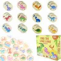 LT467 DREWNIANA ZABAWA W DINOZAURY GRA MEMORY GRA PAMIĘĆ ŁĄCZENIE W PARY