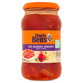 UNCLE BEN'S Sos słodko-kwaśny. Aromatyczny sos z kruchymi warzywami, soczystymi kawałkami ananasa i pędami bambusa 400 g