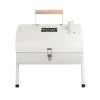 Przenośny Grill Węglowy Turystyczny 2w1 "beczka" biała GW0310 – Walizkowy z Podwójnym Rusztem